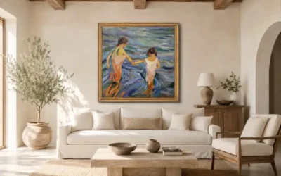 Reproducción al óleo de Niñas en el mar de Sorolla