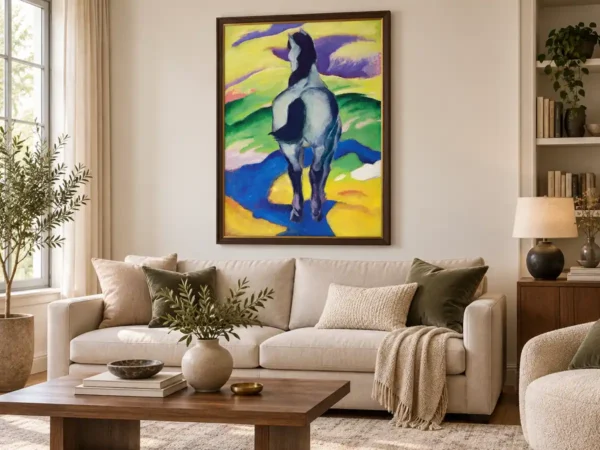 Caballo azul II de Franz Marc con marco, Cuadros al óleo. Expresionismo.
