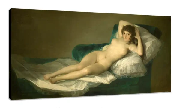 La maja desnuda de Goya con bastidor de 4 cm. Reproducciones de cuadros al óleo. Romanticismo.