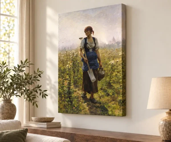 La mañana de Jules Breton con bastidor de 4 cm. Reproducciones de cuadros al óleo.