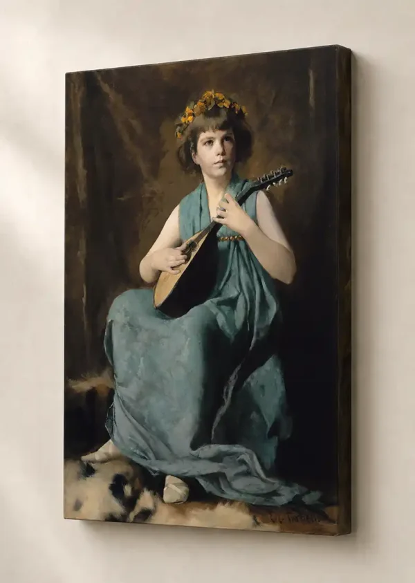 Marion Hiller Fenno con mandolina de Edmund Charles Tarbell con bastidor de 4 cm, listo para colgar