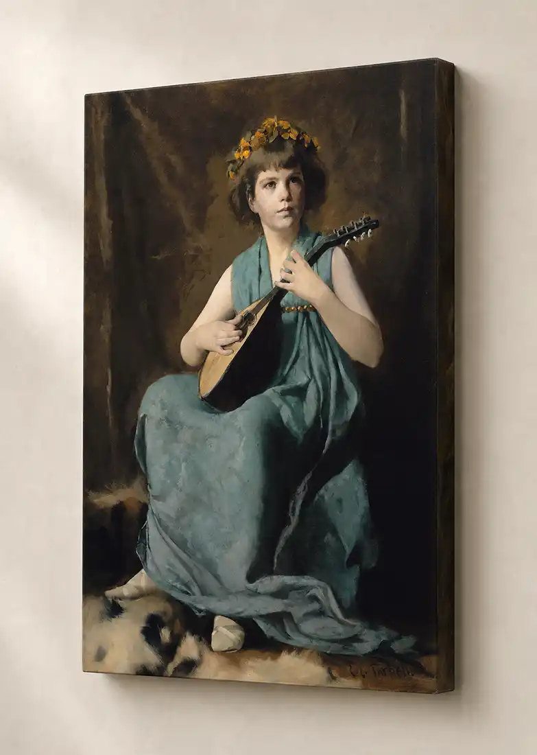 Marion Hiller Fenno con mandolina de Edmund Charles Tarbell con bastidor de 4 cm, listo para colgar