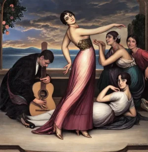 Alegrías de Julio Romero de Torres, reproducción al óleo pintada a mano