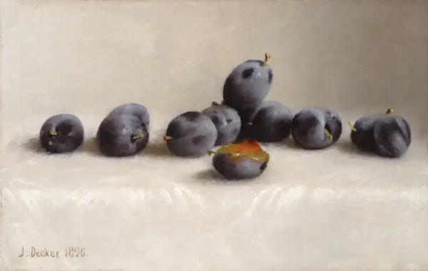 Cuadros de bodegones. Doce ciruelas de Joseph Decker