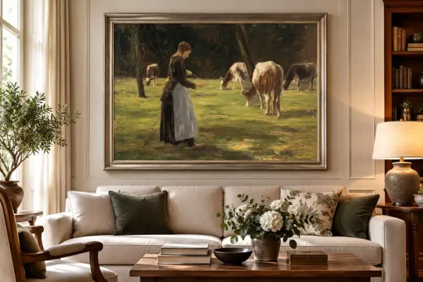 La pastora de vacas de Max Liebermann con marco. Reproducciones al óleo