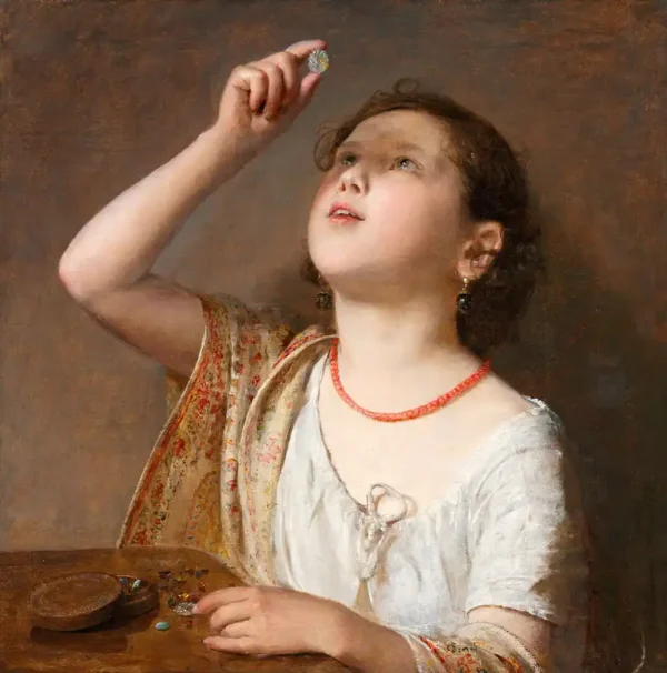 La pequeña joyera de Johann Baptist Reiter, reproducción al óleo pintada a mano