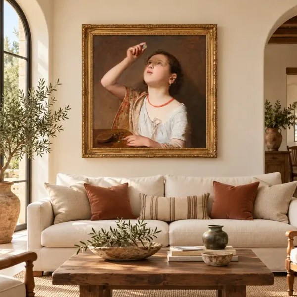 La pequeña joyera de Johann Baptist Reiter enmarcada en un salón.