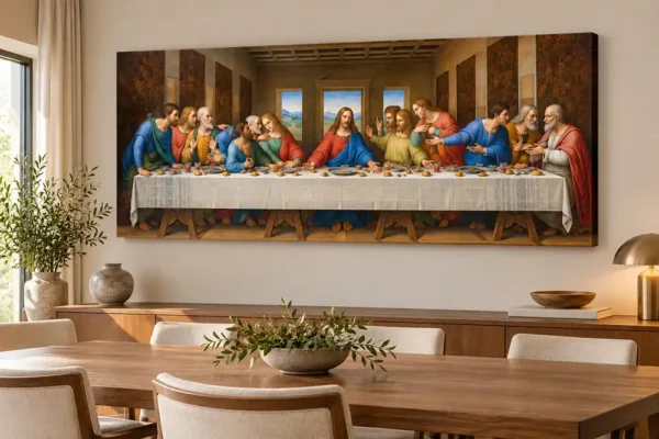 Cuadros al óleo. La ultima cena de Leonardo da Vinci con bastidor de 4 cm