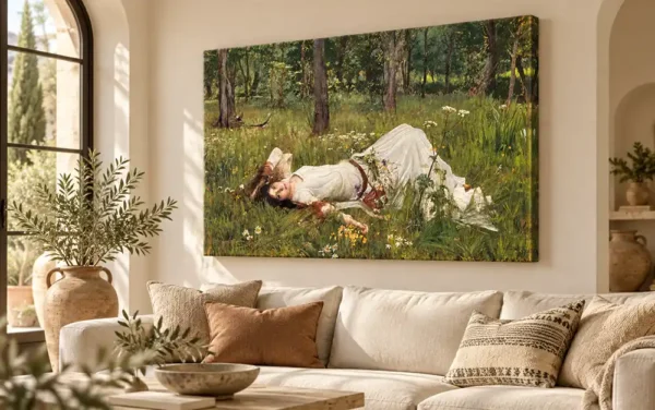 Ofelia de John William Waterhouse con bastidor de 4 cm. Reproducciones al óleo.