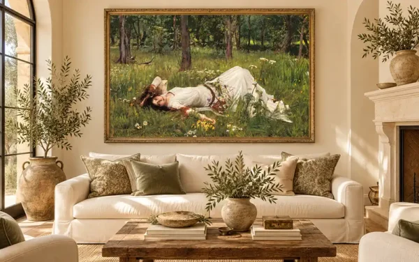 Ofelia de John William Waterhouse con marco. Reproducciones de cuadros al óleo.