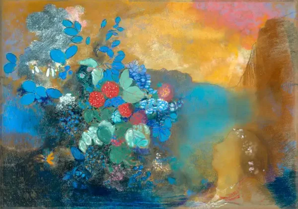Ofelia entre las flores de Odilon Redon. Reproducciones de cuadros al óleo.