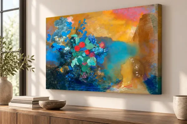 Ofelia entre las flores de Odilon Redon con bastidor de 4 cm. Cuadros famosos.
