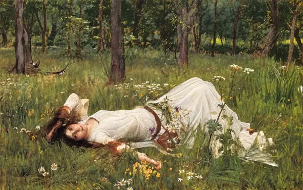 Ofelia de John William Waterhouse pintada a mano. Hermandad Prerrafaelita.